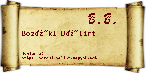 Bozóki Bálint névjegykártya
